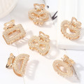 Korean Golden Hairpin Alloy Plating Back Head Small Mini Hair Claw Female Simple Fashion Hairpin Accessories